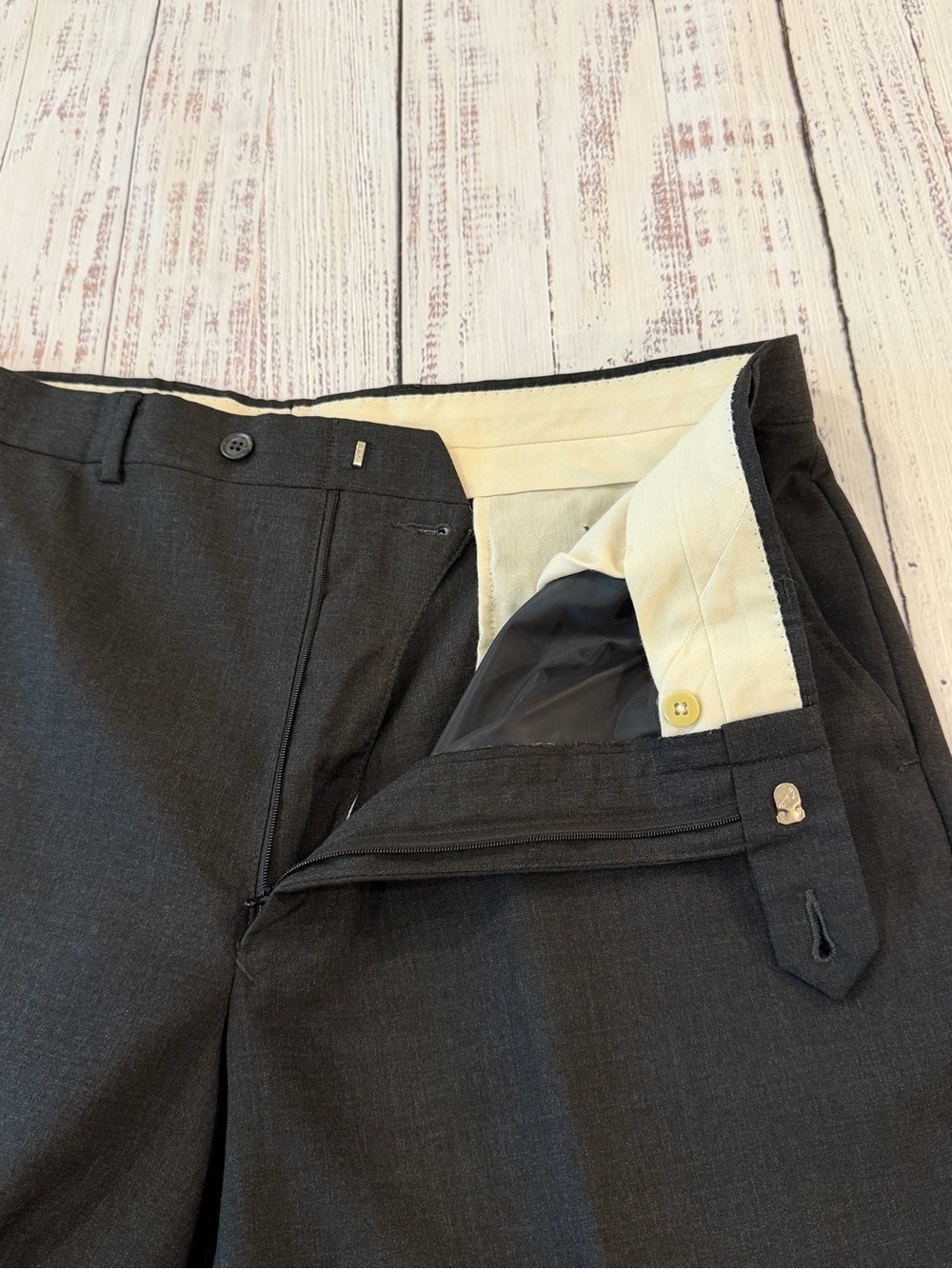 Vintage Stafford Dark Gray Heather Suit 44L Blazer, 40X32 Pant Old Money - Picture 14 of 16